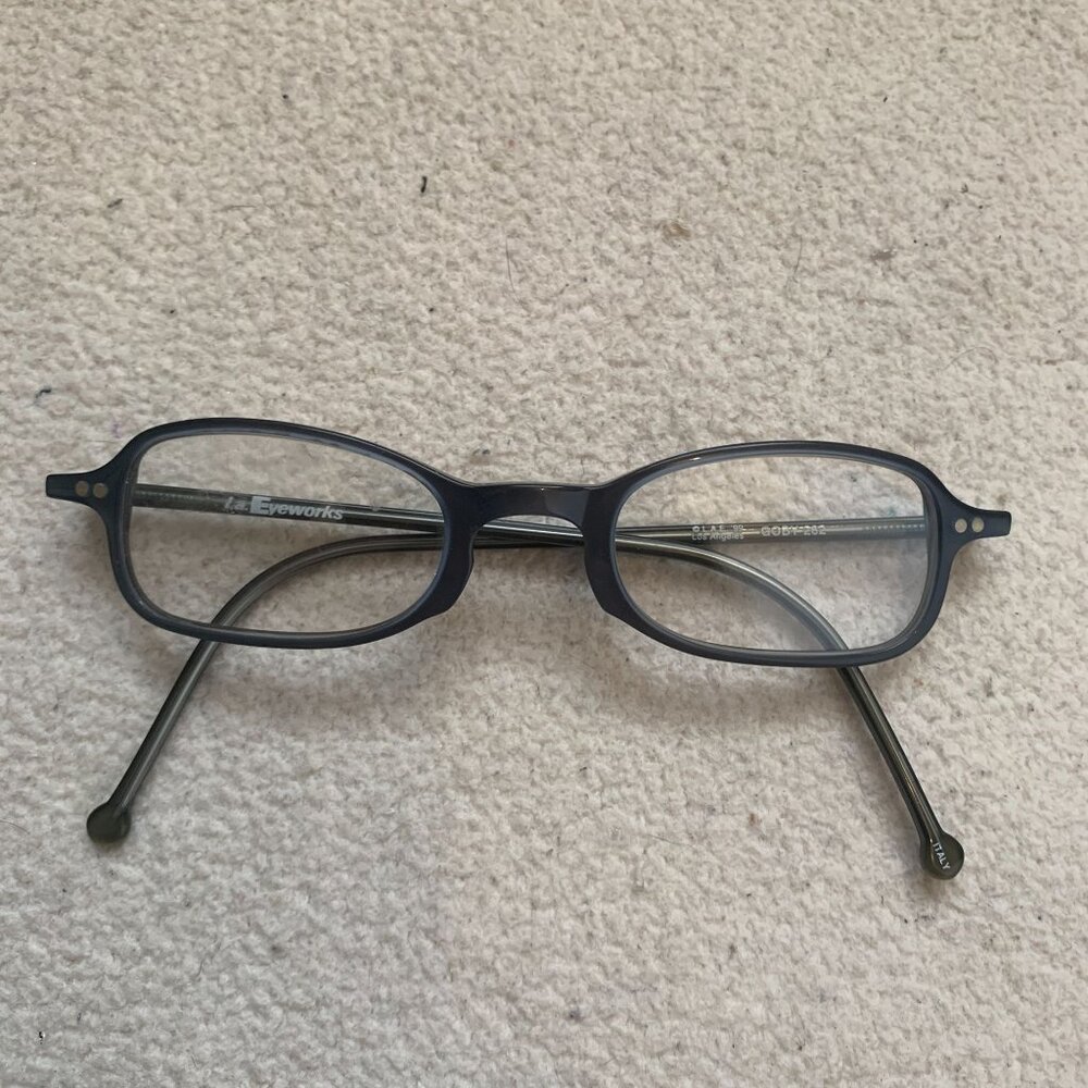 Vintage la Eyeworks Eyeglasses Frames GOBY 262 Brown Blue Rectangular Italy
